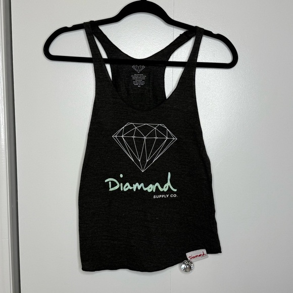Diamond Supply Co. Charcoal Tee with White and Teal Diamond Graphic - XS - Picture 1 of 8